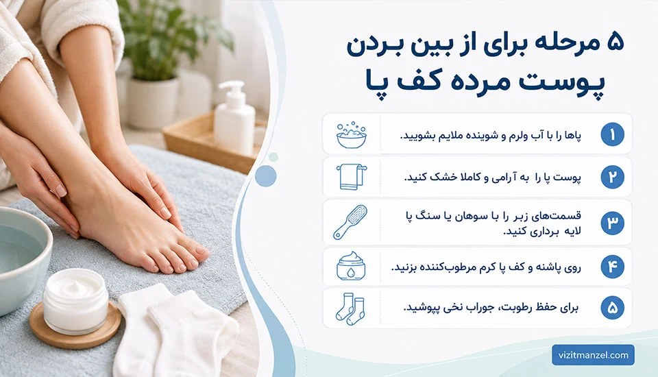 از بین بردن پوست مرده کف پا با پدیکور 